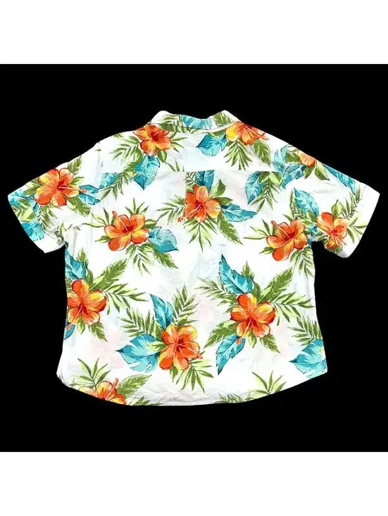 Vintage Cathy Daniels Tropical Hibiscus Short Sleeve Top - Picture 3 of 8